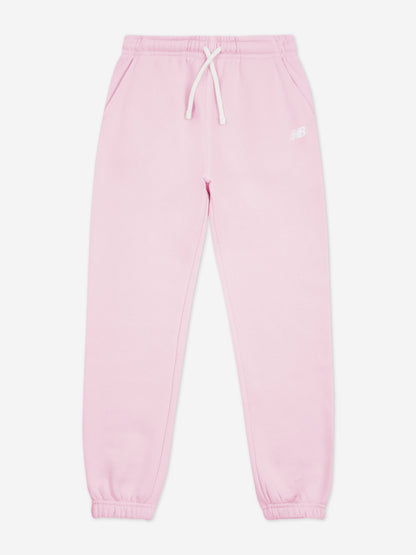 New Balance Girls Brush Back Small Logo Joggers in Pink