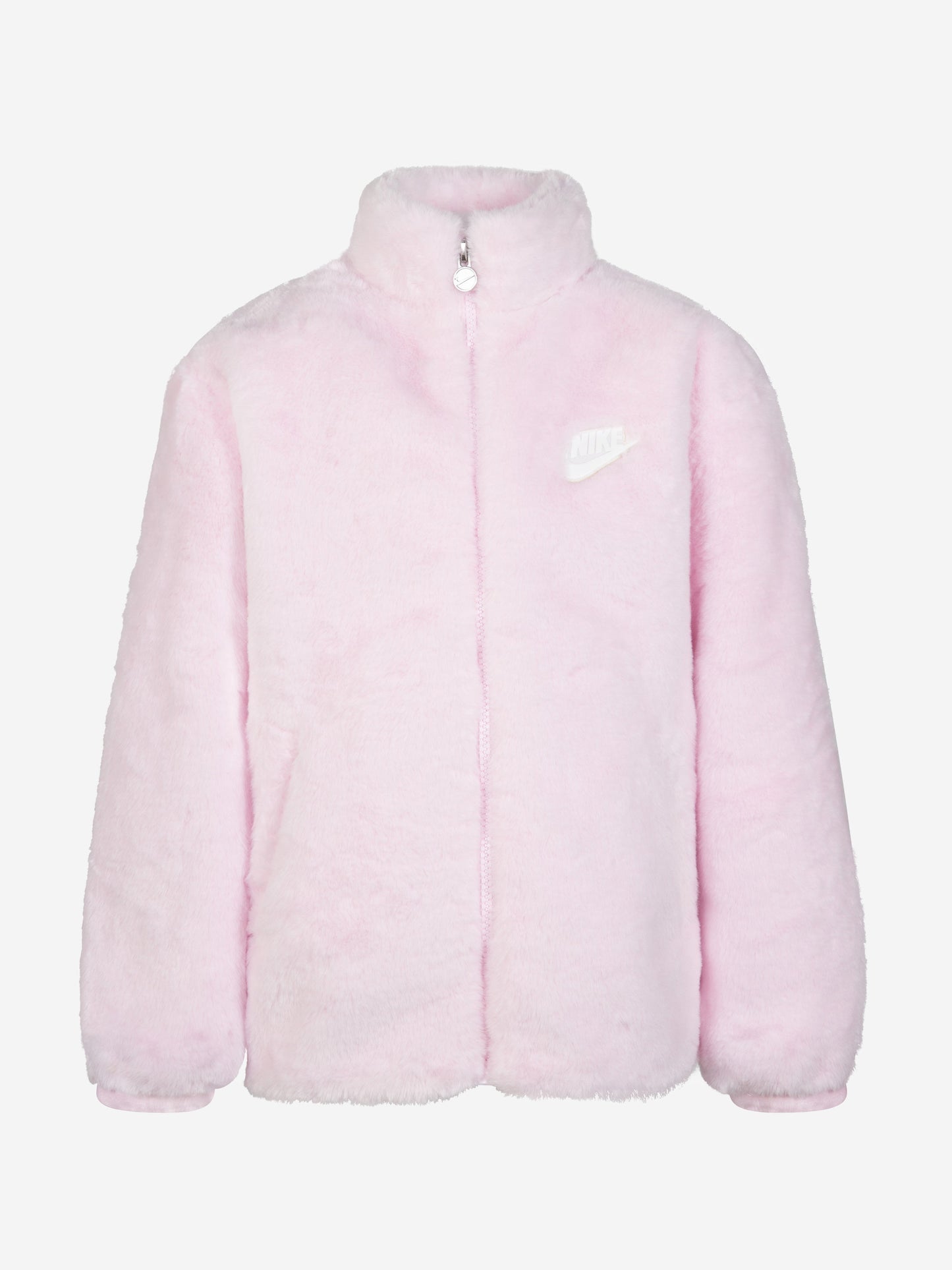 Nike Girls Faux Fur Jacket in Pink