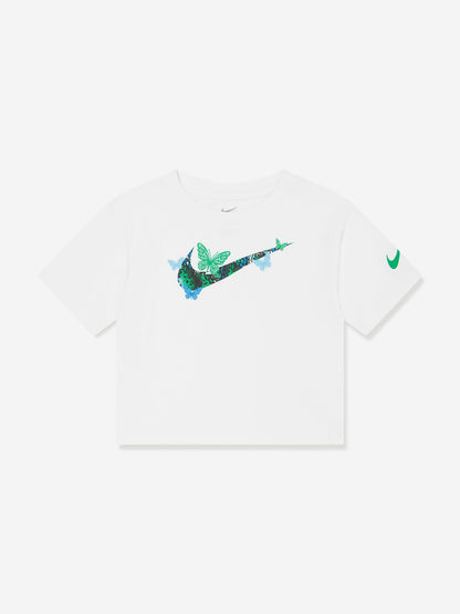 Nike 女童 Meta Morph Boxy 图案 T 恤（白色）
