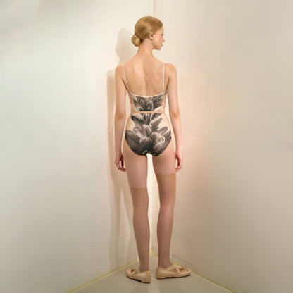 女士黑色"ODETTE/ODILE"羽毛印花芭蕾舞连体衣(253LE03VL/black & white)