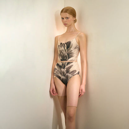 女士黑色"ODETTE/ODILE"羽毛印花芭蕾舞连体衣(253LE03VL/black & white)