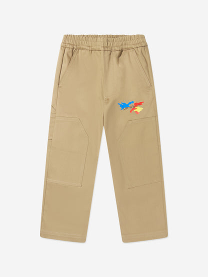 米色 Off-White 男童迷彩徽标木匠长裤