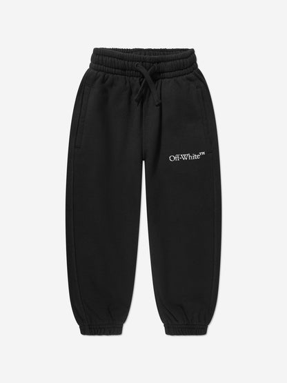 Off-White 男童黑色 Bookish Bit Logo 慢跑裤