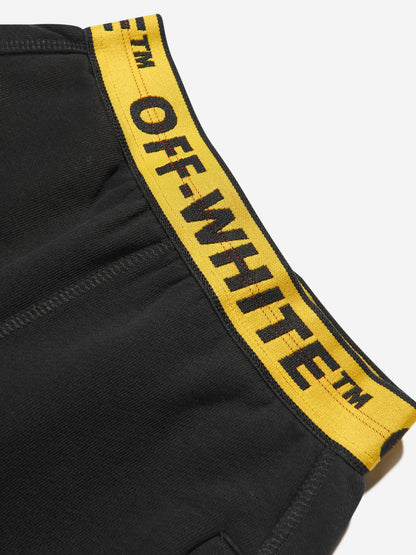 Off-White 男童工业风徽标带运动短裤（黑色）