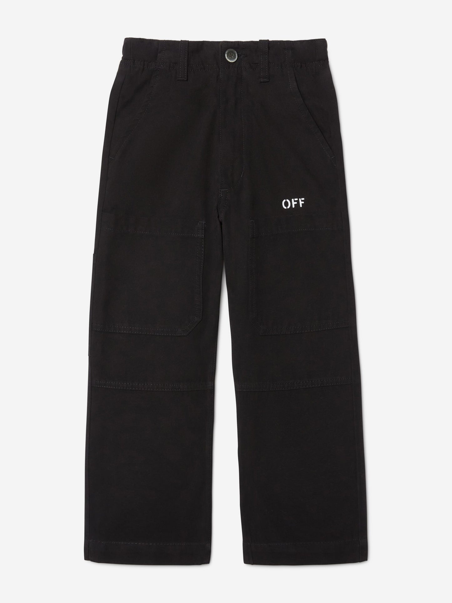 Off-White Boys Off Stamp Clear Worker Trousers in Black