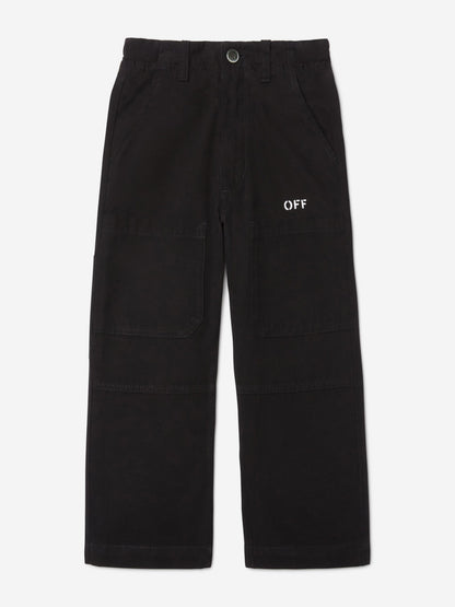 Off-White Boys Off Stamp Clear Worker Trousers in Black