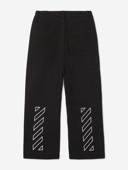Off-White Boys Off Stamp Clear Worker Trousers in Black