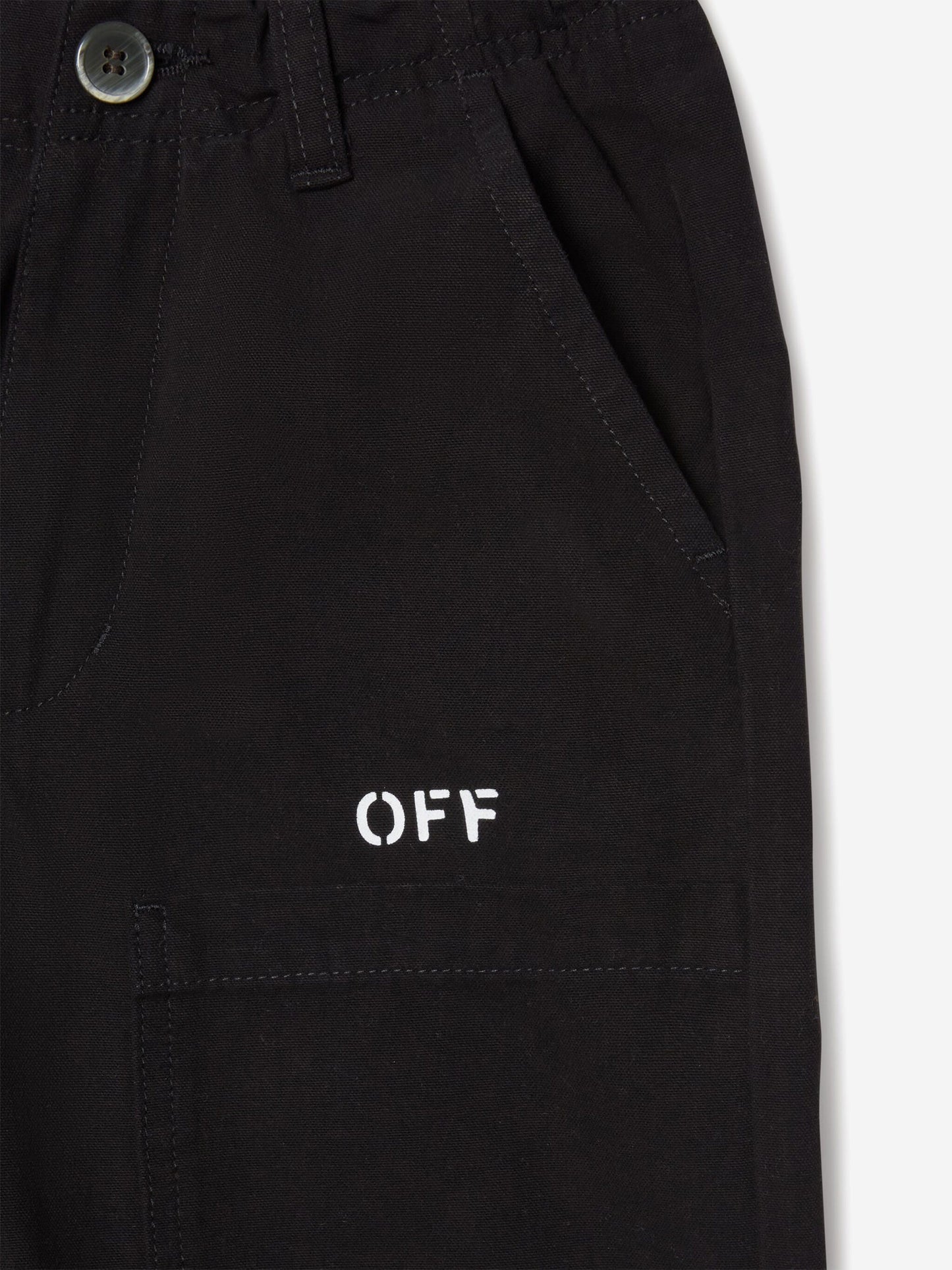 Off-White Boys Off Stamp Clear Worker Trousers in Black