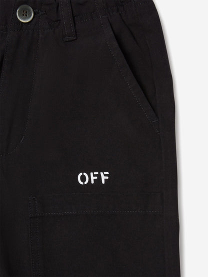 Off-White Boys Off Stamp Clear Worker Trousers in Black