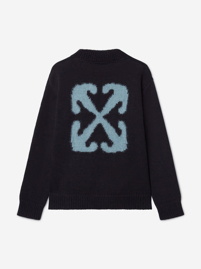 Off-White Kids Arrow Chunky Knit Cardigan in Black