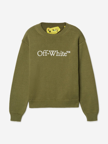 Off-White Boys Bookish Knit Jumper in Green