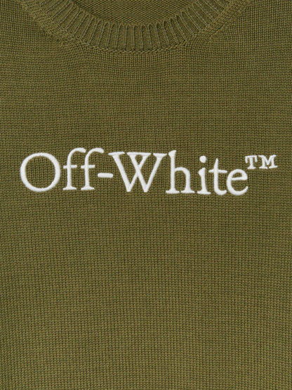 Off-White Boys Bookish Knit Jumper in Green