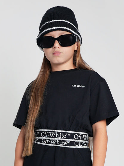 Off-White 女童 Bookish Logo Band 短款 T 恤（黑色）