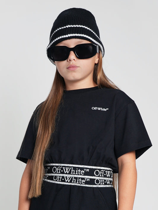 Off-White 女童 Bookish Logo Band 短款 T 恤（黑色）