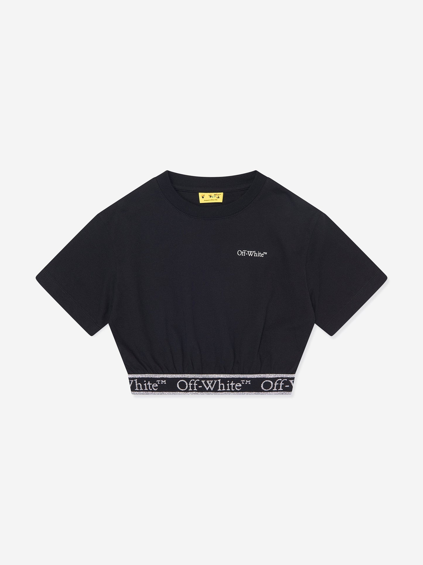 Off-White 女童 Bookish Logo Band 短款 T 恤（黑色）