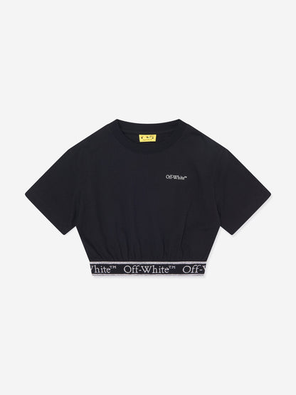 Off-White 女童 Bookish Logo Band 短款 T 恤（黑色）