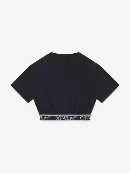 Off-White 女童 Bookish Logo Band 短款 T 恤（黑色）