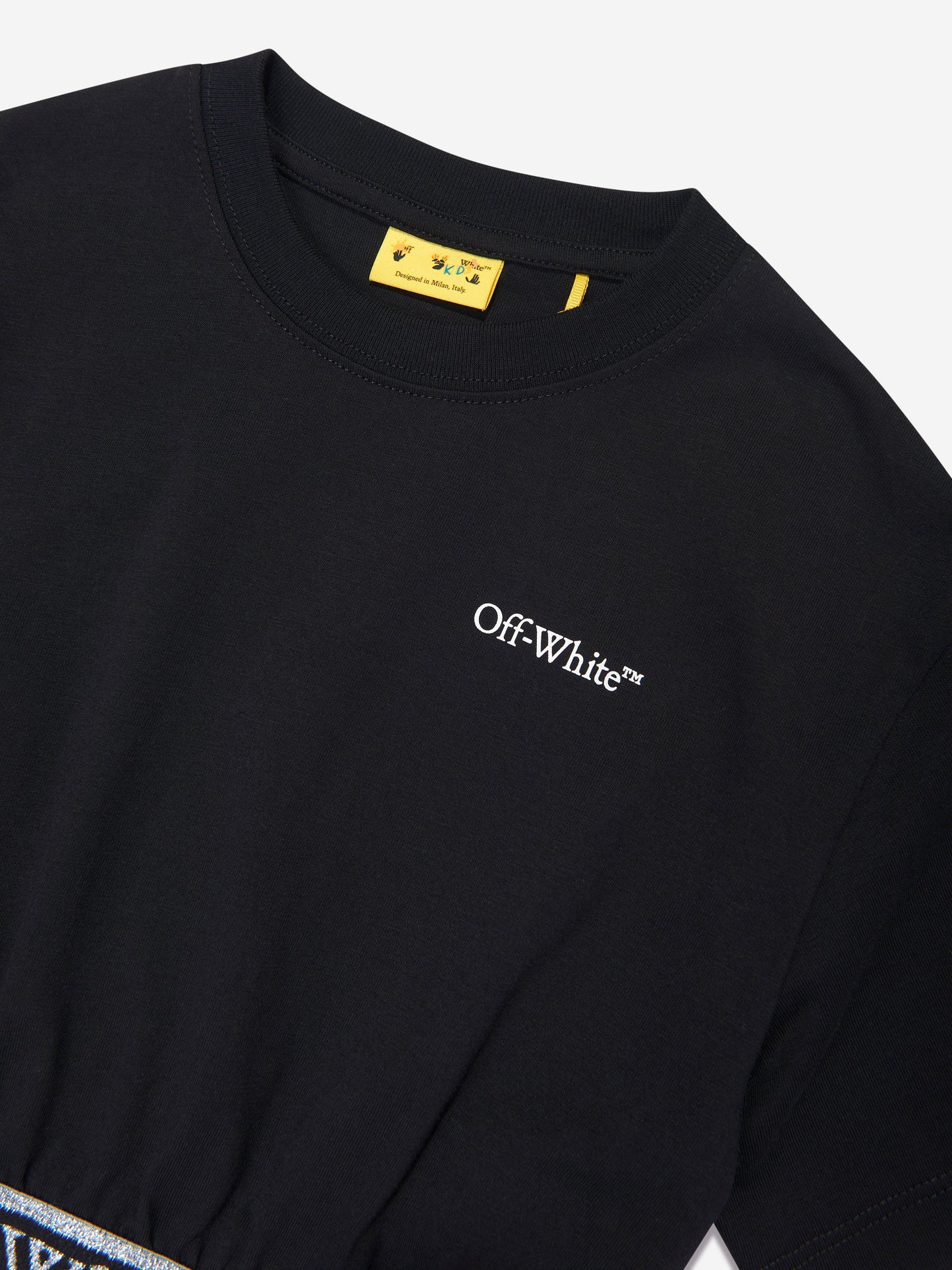 Off-White 女童 Bookish Logo Band 短款 T 恤（黑色）