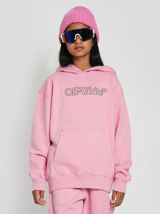 Off-White 女童粉色大书呆子连帽衫