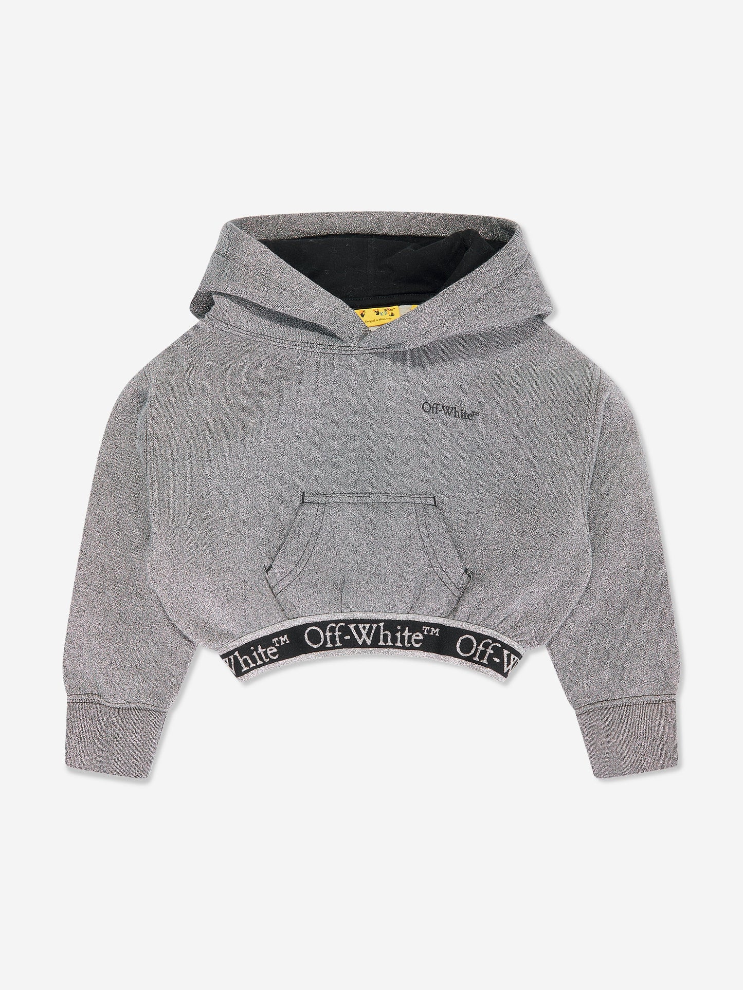 Off-White 女童书呆子徽标带短款连帽衫（灰色）