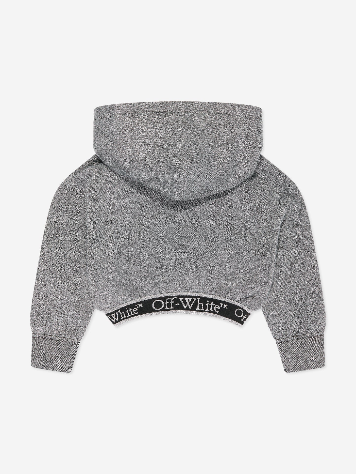 Off-White 女童书呆子徽标带短款连帽衫（灰色）