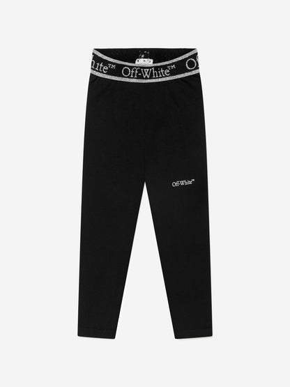 Off-White 女童 Bookish Logo Band 紧身裤（黑色）