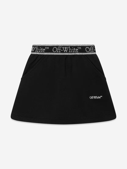 Off-White 女童黑色书呆子徽标带运动裙