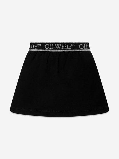 Off-White 女童黑色书呆子徽标带运动裙