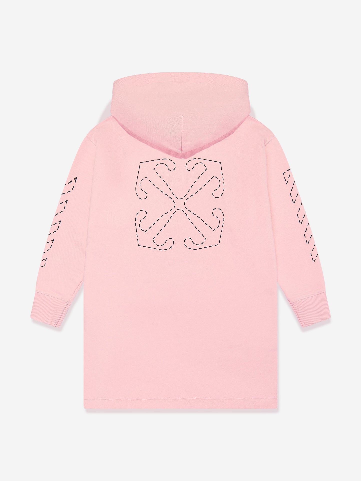 Off-White 女童箭头刺绣连帽毛衣裙（粉色）