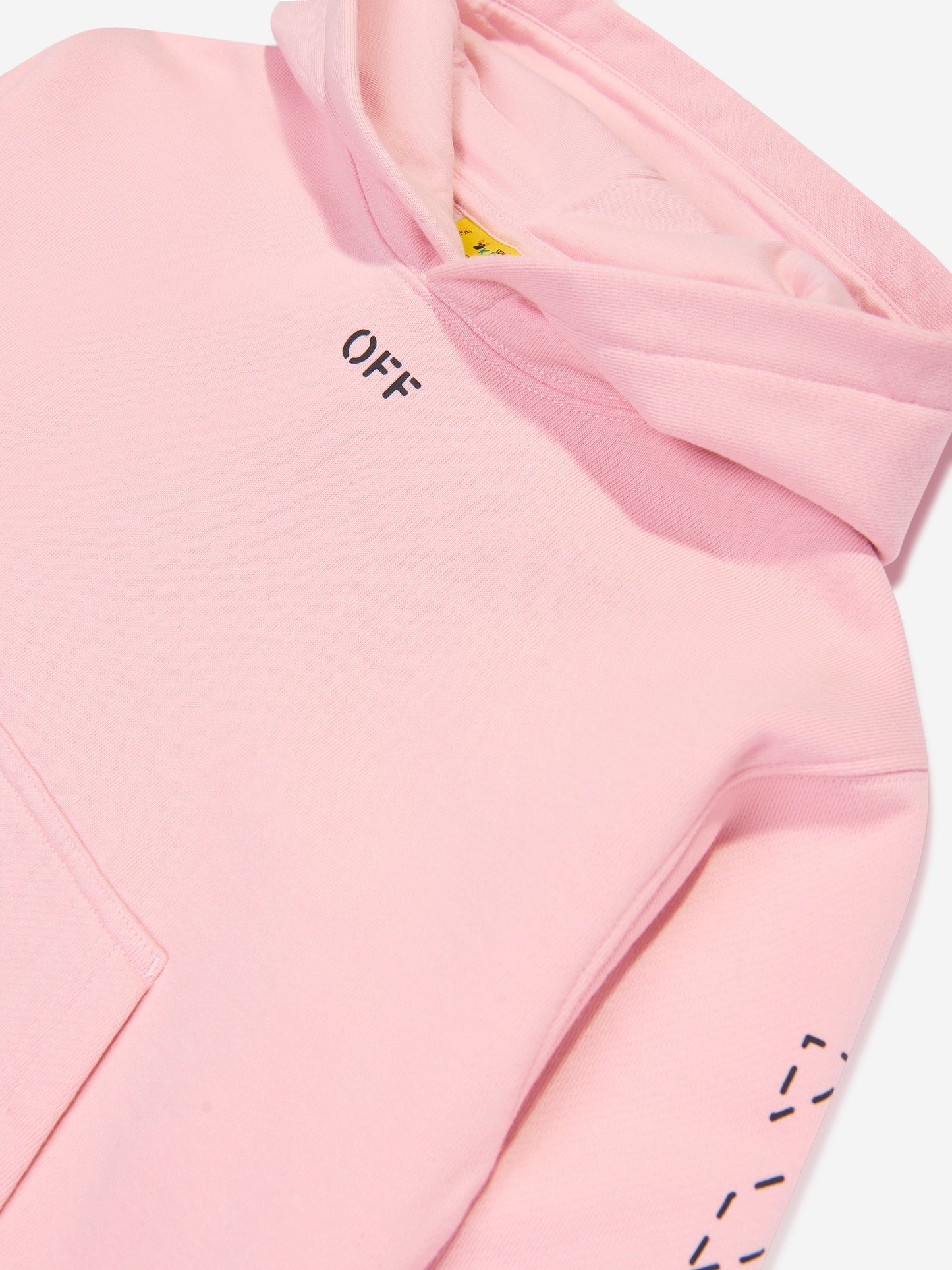 Off-White 女童箭头刺绣连帽毛衣裙（粉色）
