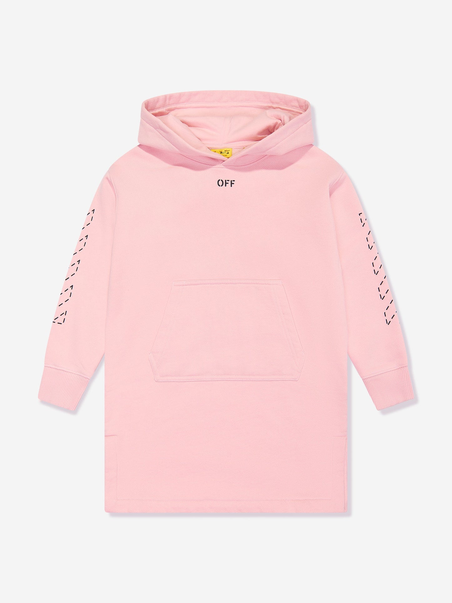 Off-White 女童箭头刺绣连帽毛衣裙（粉色）