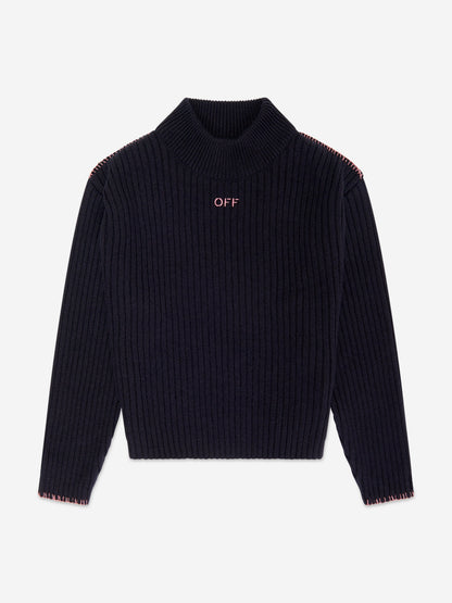 Off-White 女童 Off Stamp 透明罗纹套衫（黑色）