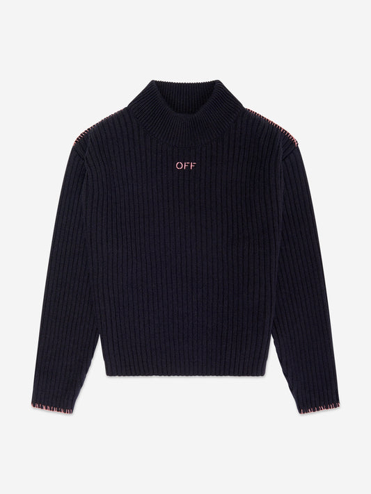 Off-White 女童 Off Stamp 透明罗纹套衫（黑色）