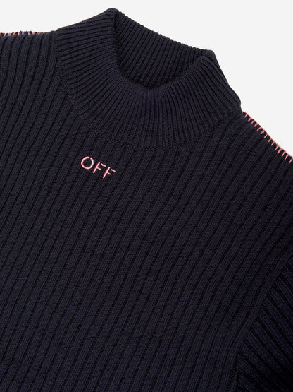 Off-White 女童 Off Stamp 透明罗纹套衫（黑色）