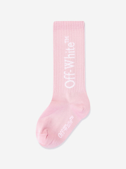 Off-White 女童粉色书呆子长袜