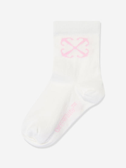 Off-White 女童 Arrow 中高筒袜（白色）
