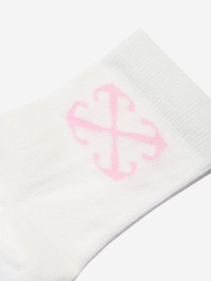 Off-White 女童 Arrow 中高筒袜（白色）