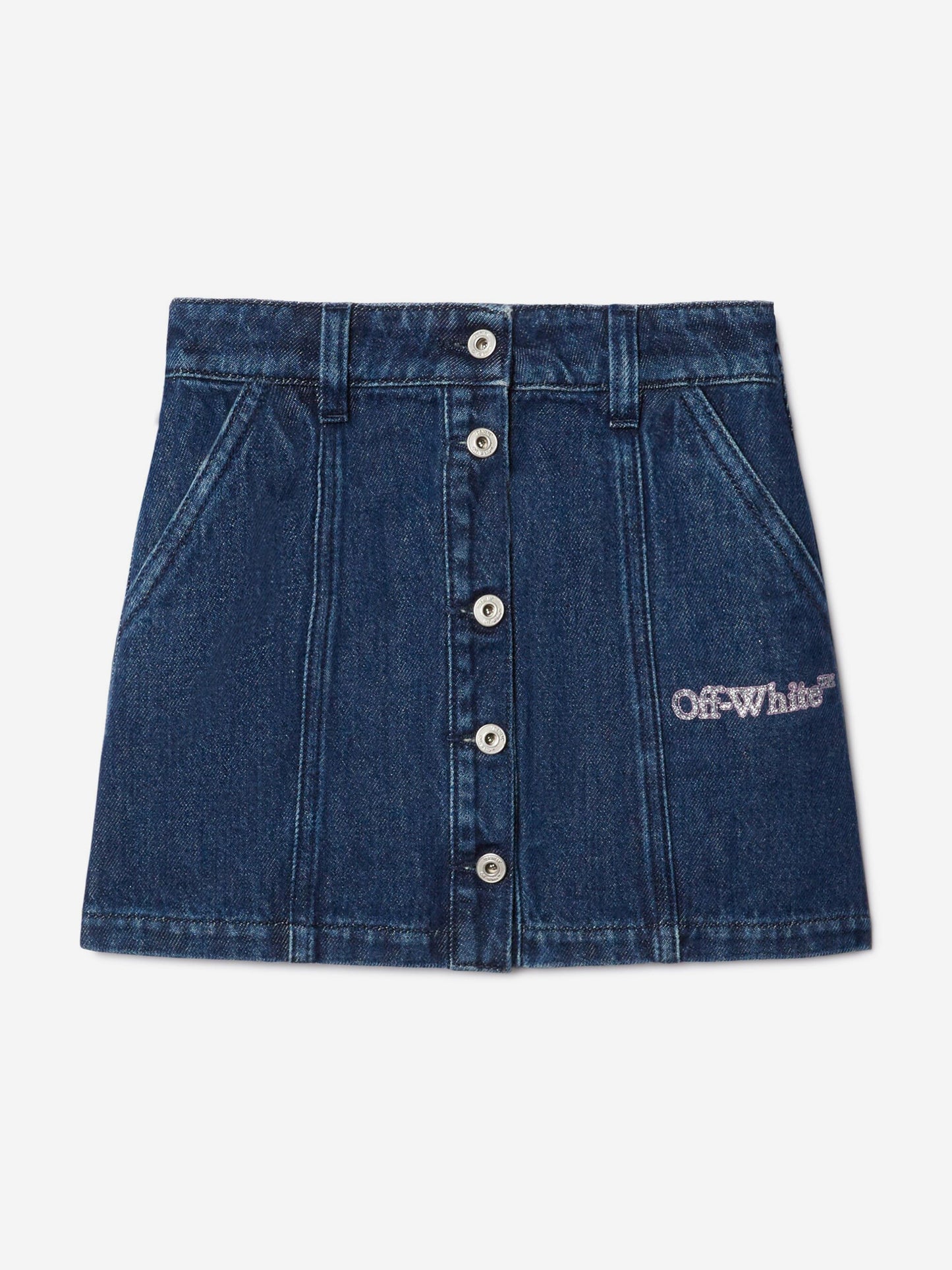 Off-White Girls Bookish Glitter Denim Skirt in Blue