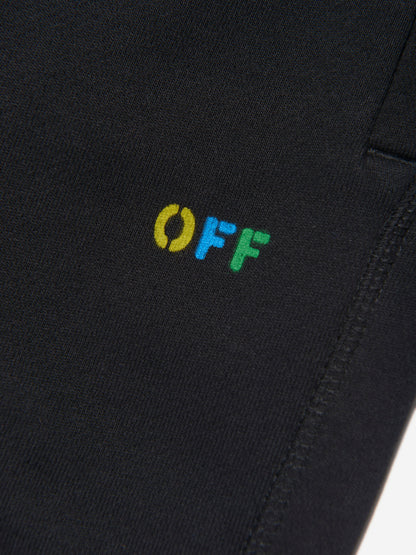 Off-White 儿童斜纹彩虹慢跑裤（黑色）