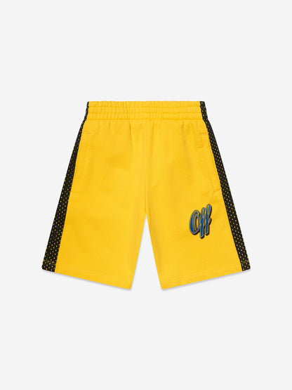 Off-White 男童黄色棒球徽标网眼短裤
