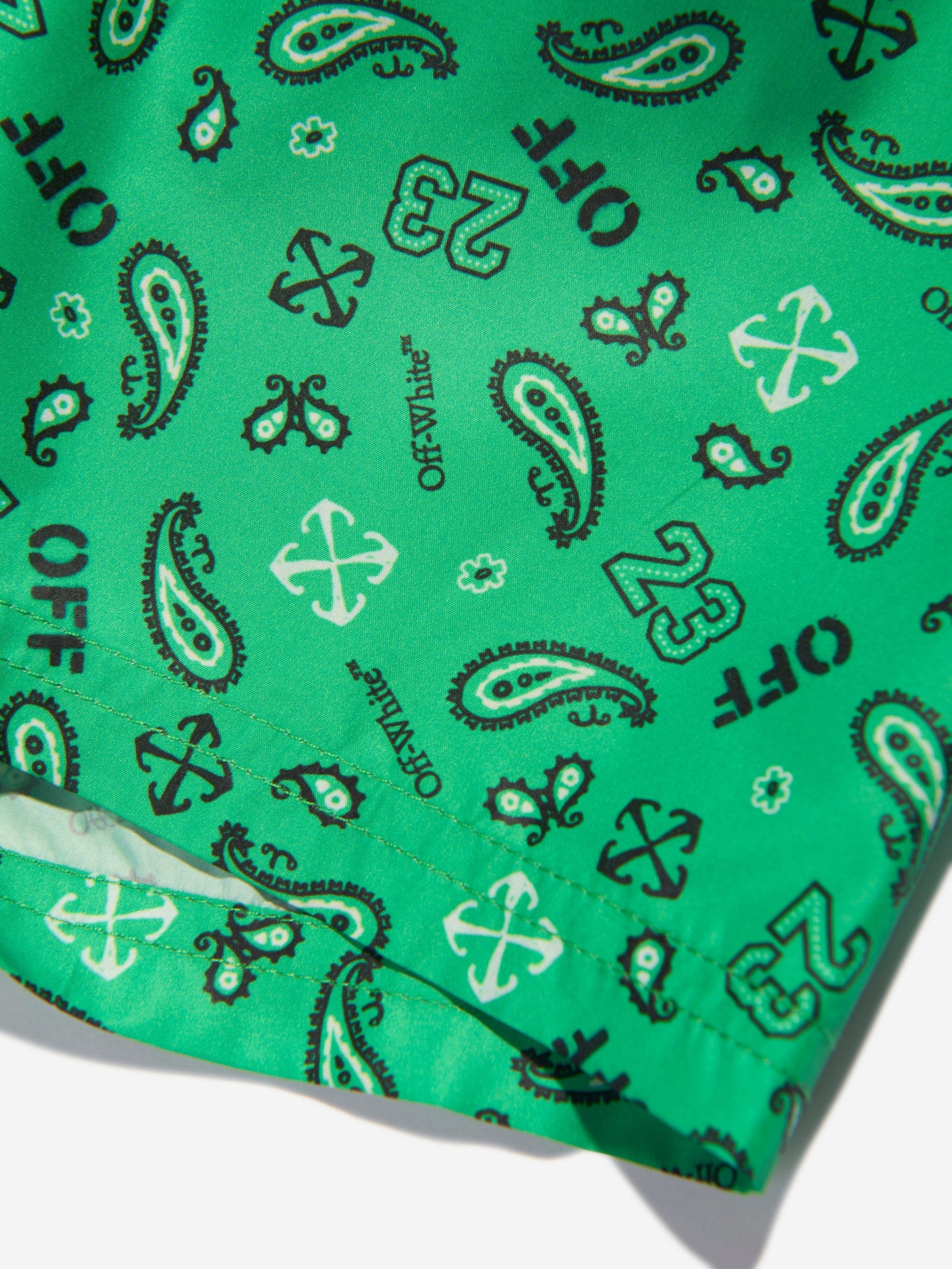 Off-White 男童绿色 Bandana 泳裤
