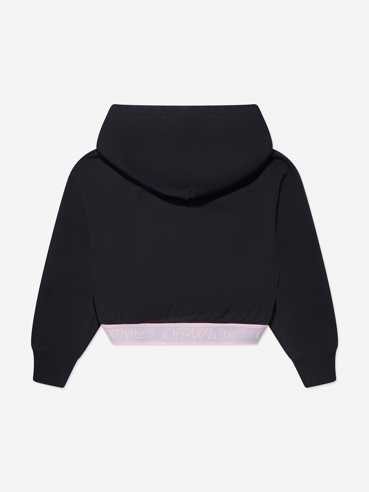 Off-White 女童书呆子徽标带短款连帽衫（黑色）