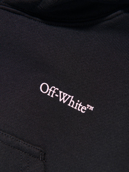 Off-White 女童书呆子徽标带短款连帽衫（黑色）