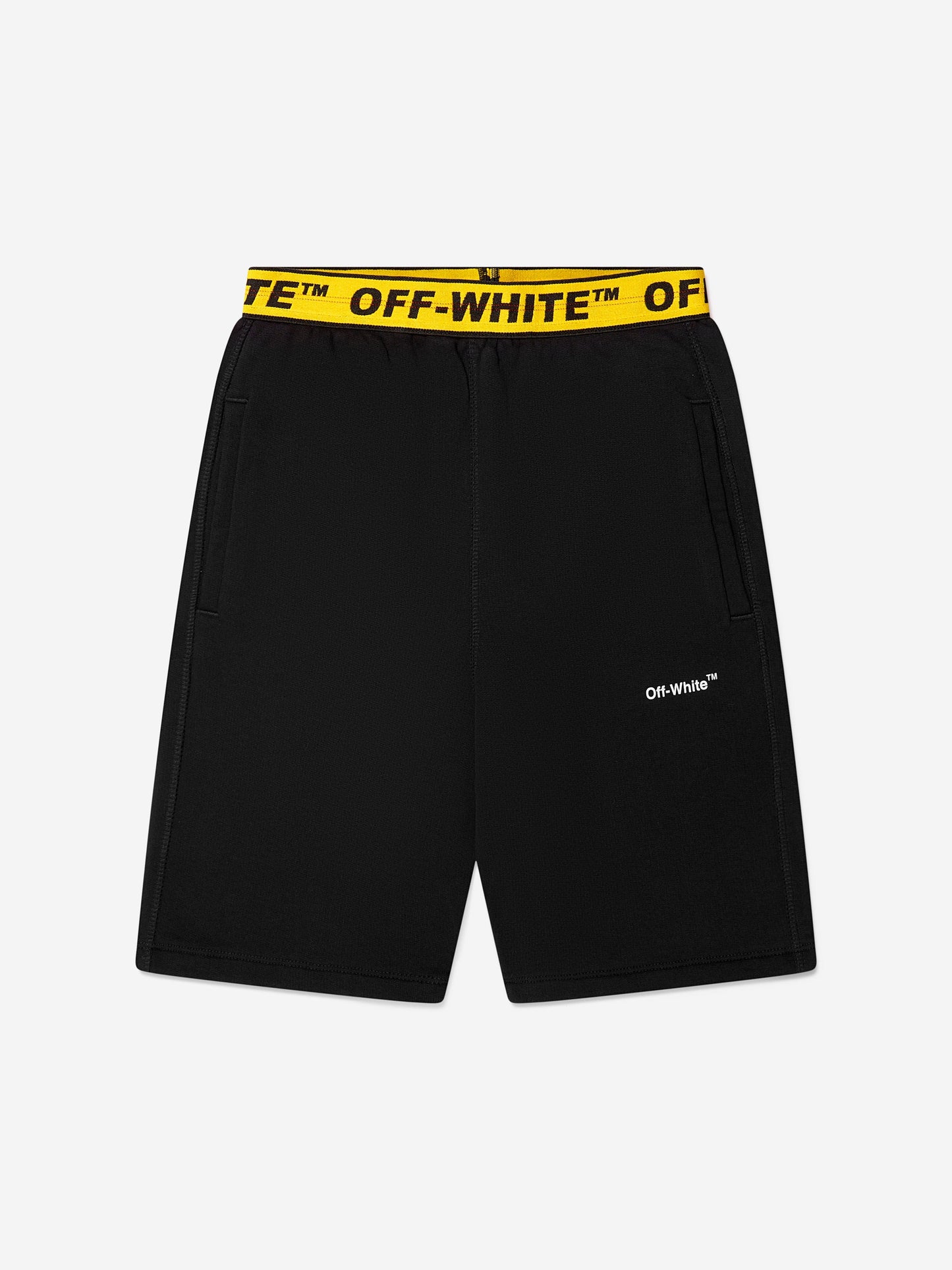 Off-White 男童黑色徽标工业风运动短裤