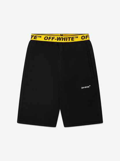 Off-White 男童黑色徽标工业风运动短裤
