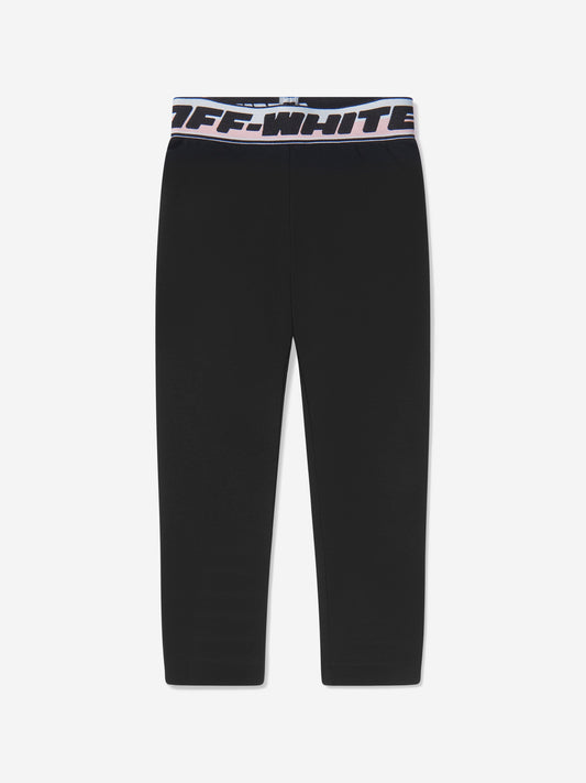 Off-White 女童黑色徽标带紧身裤