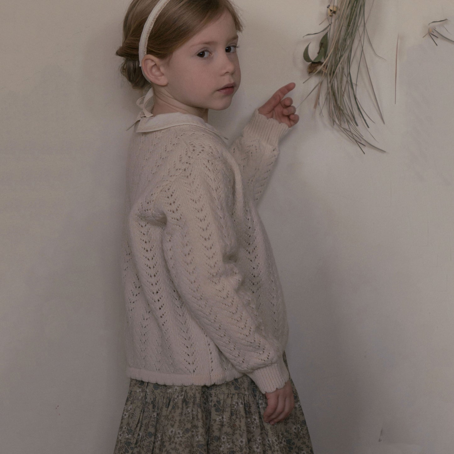 女童卡其色碎花灯芯绒短裙