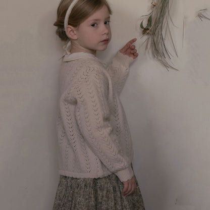 女童卡其色碎花灯芯绒短裙