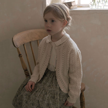 女童卡其色碎花灯芯绒短裙