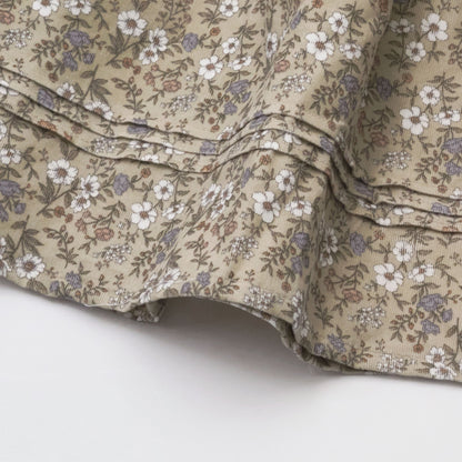 女童卡其色碎花灯芯绒短裙